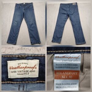 Weatherproof Vintage Men's Jeans Relaxed Fit 34x30 Dark Wash Stretch